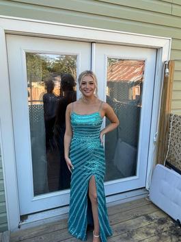 Camille La Vie Blue Size 2 $300 Prom Side slit Dress on Queenly