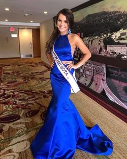 Sherri Hill Royal Blue Size 0 Pageant Silk Military Mermaid Dress on Queenly