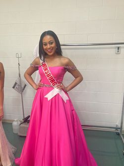 Style -1 Sherri Hill Pink Size 4 Black Tie Sequined Barbiecore Beaded Top Ball gown on Queenly