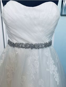 DaVinci White Size 24 Jewelled Sequin Wedding Ball gown on Queenly