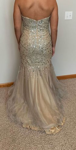 Terani Nude Size 2 Floor Length 50 Off Shiny $300 Mermaid Dress on Queenly