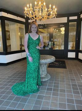 Sherri Hill Green Size 8 Mermaid Dress on Queenly