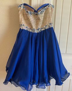 Sherri Hill Blue Size 6 $300 Midi Cocktail Dress on Queenly