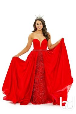 Rachel Allan Red Size 6 Sequined Sweetheart Strapless Sheer Ball gown on Queenly