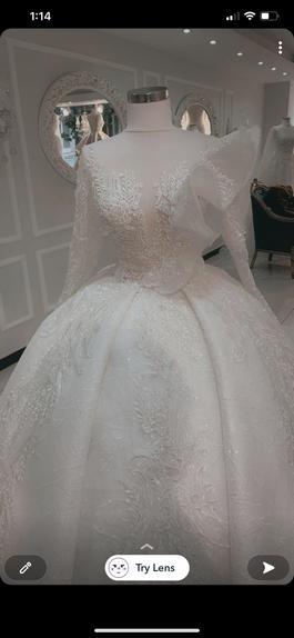 Custom made White Size 6 Showstopper Ruffles Ball Gown Train Dress on Queenly