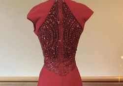 Sherri Hill Bright Red Size 6 Sequined Train Dress on Queenly
