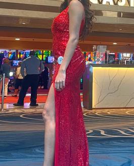 TT NEW YORK Red Size 2 Prom Sheer Sequin A-line Dress on Queenly