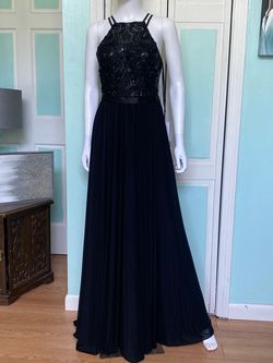 Madison James Black Tie Size 6 Jewelled Belt A-line Dress on Queenly