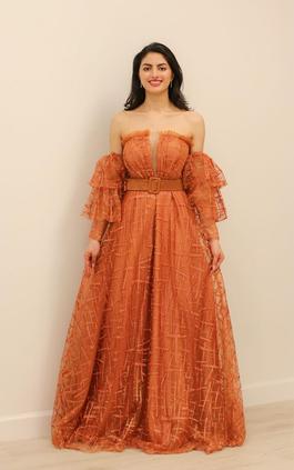 Baro Bridal Orange Size 12 Floor Length Ball gown on Queenly