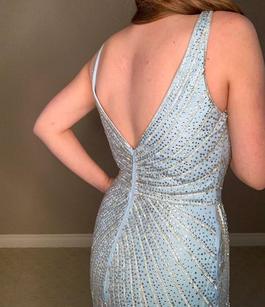 Ellie Wilde Light Blue Size 8 Winter Formal Side slit Dress on Queenly