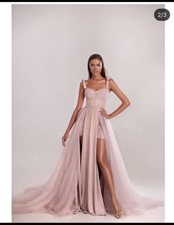Milla Pink Size 6 Beaded Top Tulle Rose Gold A-line Dress on Queenly