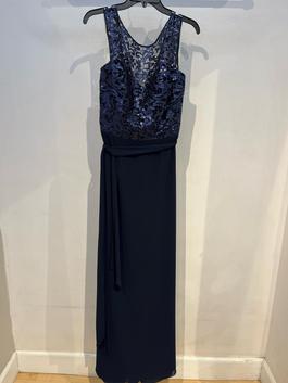 Amsale Blue Size 14 Jewelled Lace A-line Dress on Queenly