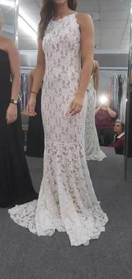 Jovani White Size 8 Sorority Formal Sequin Embroidery Backless High Neck Mermaid Dress on Queenly