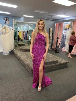 Sherri Hill Purple Size 2 Floor Length Side slit Dress on Queenly