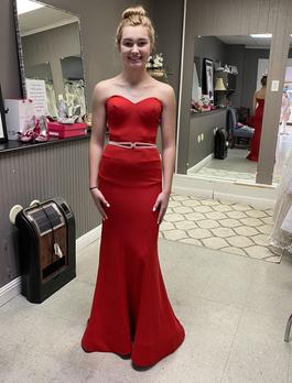 Primavera Red Size 2 Pageant Mermaid Dress on Queenly