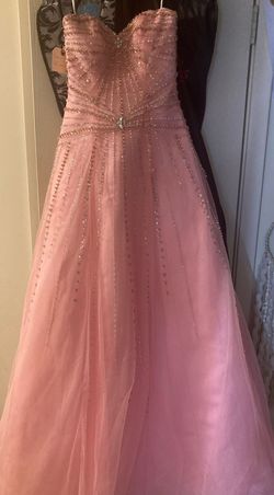 Tiffany Designs Hot Pink Size 4 Strapless Sweetheart Embroidery A-line Dress on Queenly