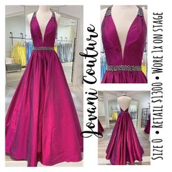 Jovani Couture Purple Size 0 Floor Length Jewelled 50 Off Halter V Neck A-line Dress on Queenly