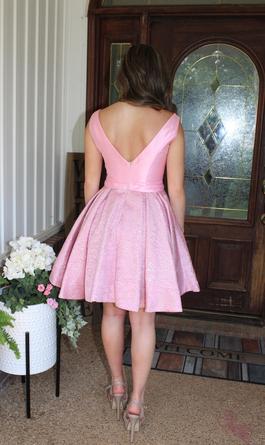 Ashley Lauren Pink Size 4 Midi Homecoming Sheer Cocktail Dress on Queenly