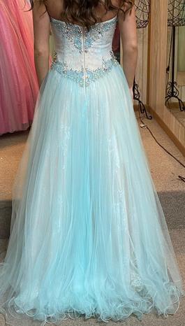 Terani Couture Blue Size 6 Sweet 16 Beaded Top Ball gown on Queenly