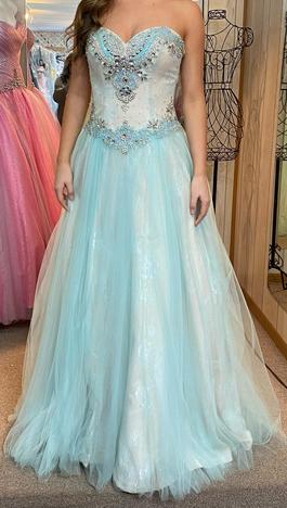Terani Couture Blue Size 6 Beaded Top Tulle Sweet Sixteen Ball gown on Queenly