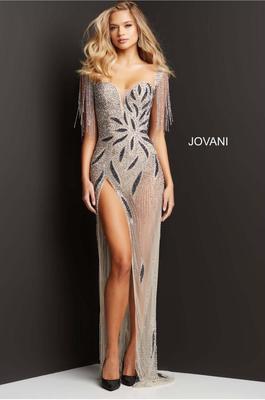 Jovani Silver Size 2 Side slit Dress on Queenly