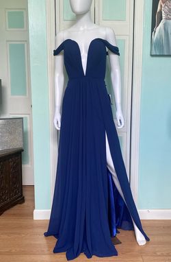 Faviana Navy Blue Size 4 Tulle Mermaid Dress on Queenly