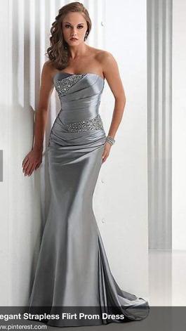 Flirt Silver Size 16 Gray Straight Dress on Queenly