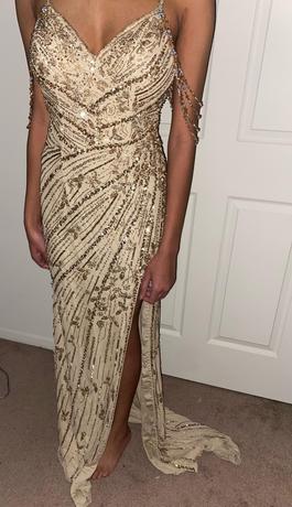 Sherri Hill Gold Size 6 Military Sequin Mermaid Dress on Queenly