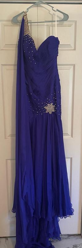 Mac Duggal Purple Size 6 Cape Military Straight Dress on Queenly