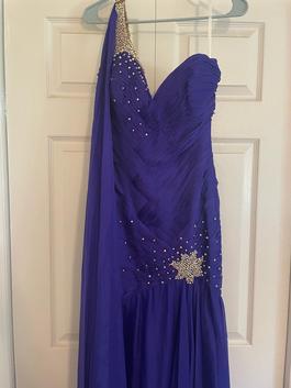 Mac Duggal Purple Size 6 Cape Military Straight Dress on Queenly