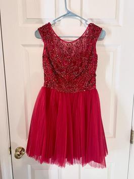 Sherri Hill Red Size 2 Pageant Euphoria Sheer Cocktail Dress on Queenly