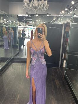Sherri Hill Purple Size 0 $300 Sheer Fully-beaded 50 Off Side slit Dress on Queenly