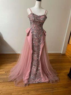Qeluchy Saiid Kobeisy Pink Size 2 Pattern Embroidery Prom Floor Length Mermaid Dress on Queenly