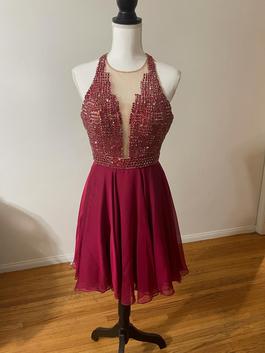 Sherri Hill Red Size 4 Sheer Boat Neck A-line Dress on Queenly