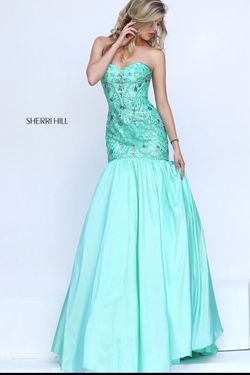 Sherri Hill Multicolor Size 24 Light Green Mermaid Dress on Queenly