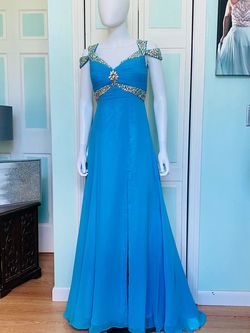 Panoply Blue Size 4 Turquoise Floor Length A-line Dress on Queenly