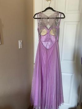 La Femme Purple Size 10 V Neck Embroidery $300 Jewelled Straight Dress on Queenly