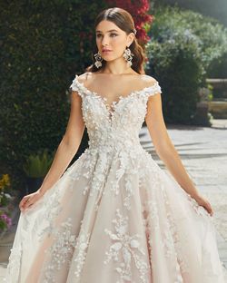 Style 2406 Evelina casablanca Pink Size 10 Floor Length Embroidery Shiny A-line Dress on Queenly