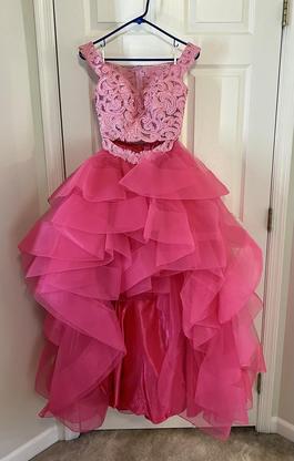 Ellie Wilde Pink Size 2 Lace Tulle Jewelled Floor Length Homecoming Ball gown on Queenly