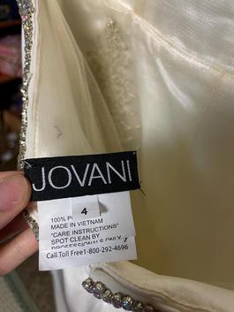 Jovani White Size 4 Jewelled Straight Dress on Queenly