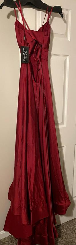 La Femme Red Size 6 Floor Length Train A-line Dress on Queenly