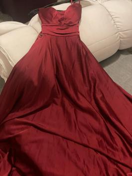 La Femme Red Size 6 Floor Length Train A-line Dress on Queenly