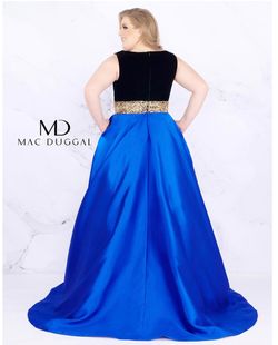 MAC DUGGAL 66787F Blue Size 20 Sequined Satin Train Pageant Pockets Ball gown on Queenly