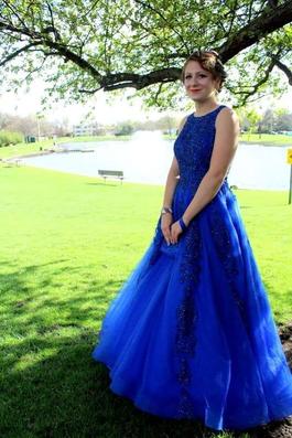 Jovani Blue Size 4 Floor Length Ball gown on Queenly