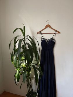 B. Darlin Blue Size 2 Floor Length Straight Dress on Queenly