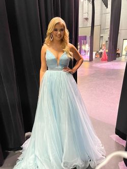 Sherri Hill Light Blue Size 4 Jewelled Ball gown on Queenly