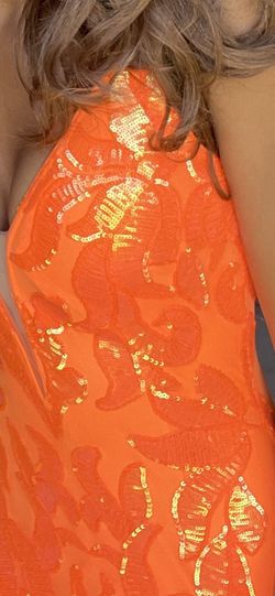Jovani Orange Size 0 Prom Embroidery V Neck Mermaid Dress on Queenly