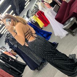 Jovani Black Tie Size 2 Corset Mermaid Dress on Queenly