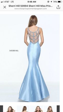 Sherri Hill Light Blue Size 0 Jewelled Military Medium Height Prom Mermaid Dress on Queenly