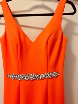Johnathan Kayne Orange Size 2 $300 Prom Train V Neck Sequin Mermaid Dress on Queenly